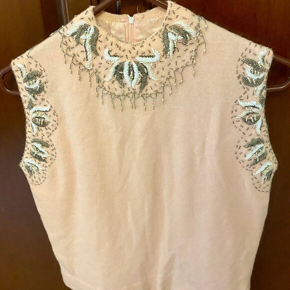 Classic Vintage Beaded Sleeveless  Mock Turtleneck Sweater  ~ Size 8 - Picture 3 of 8